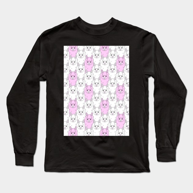 Cute llaama pattern Long Sleeve T-Shirt by Purrfect